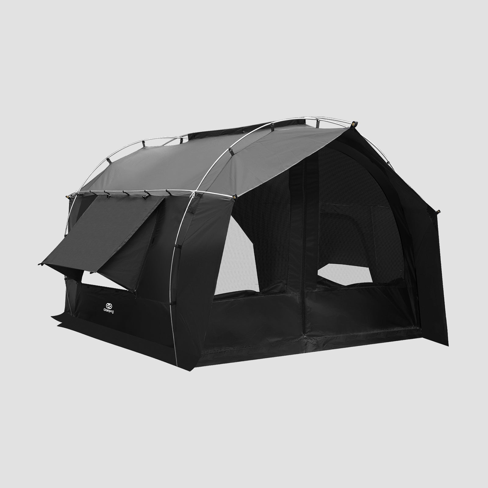 goglamping カヌーテント黒 トンネルテント タイムセール中】GOGlamping カヌー自立式トンネルテント