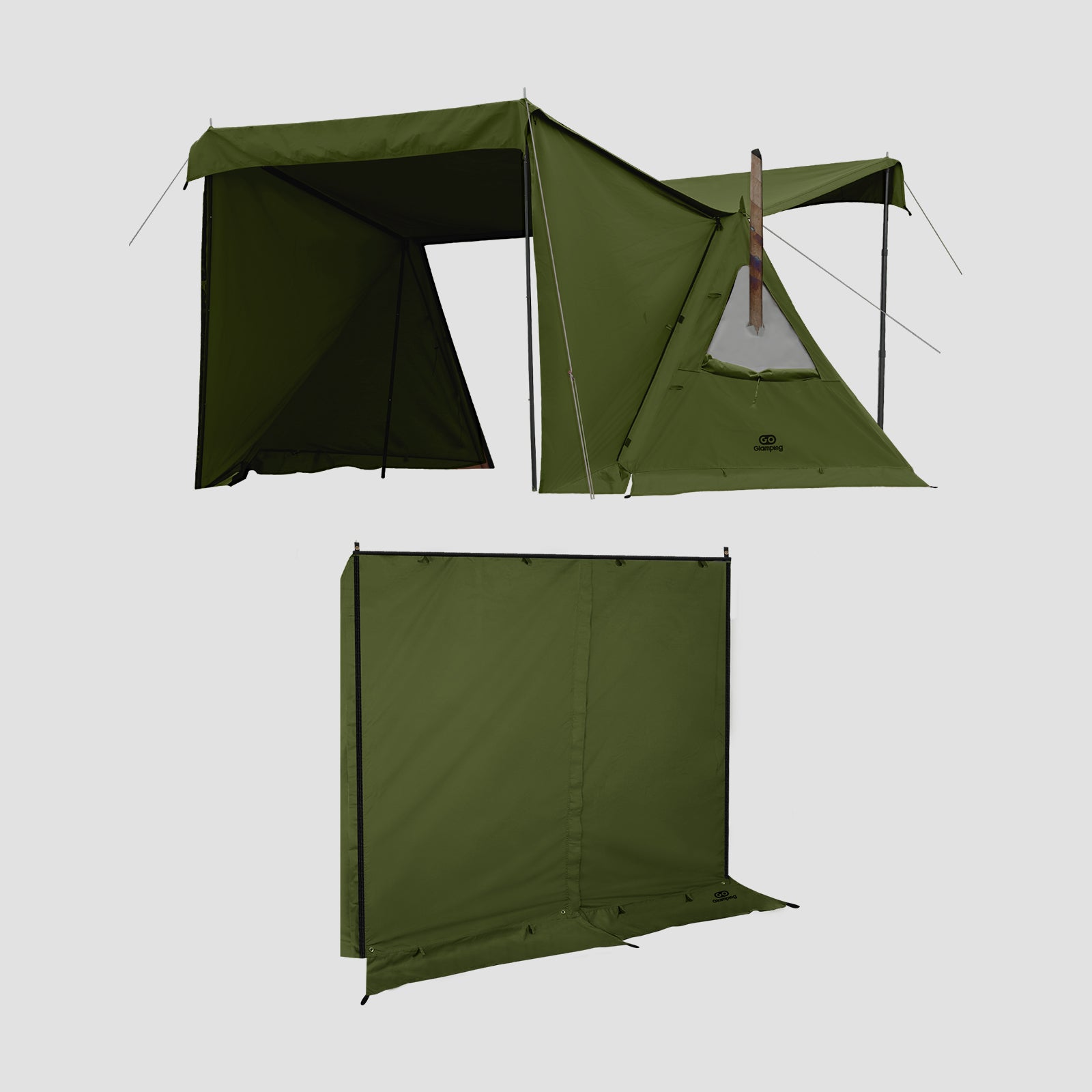 GO Glamping　G・G PUP　パップテントTC　前幕付き　軍幕テント GOGlamping G・G PUP2.0 パップテント＆専用 TC 前幕 【テントセット】