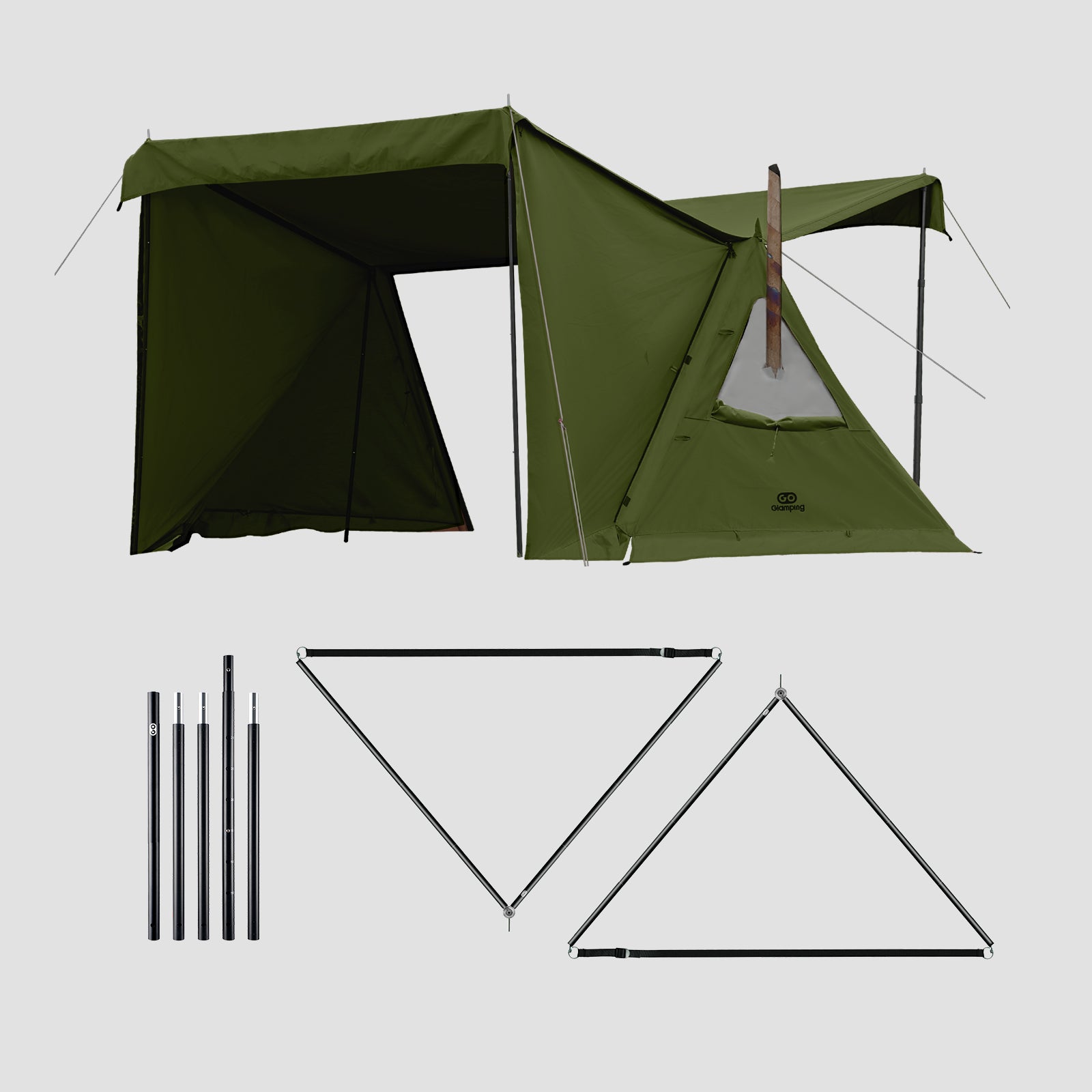 GOGlamping G・G PUP2.0 パップテント＆専用二又ポール2本＆横接続