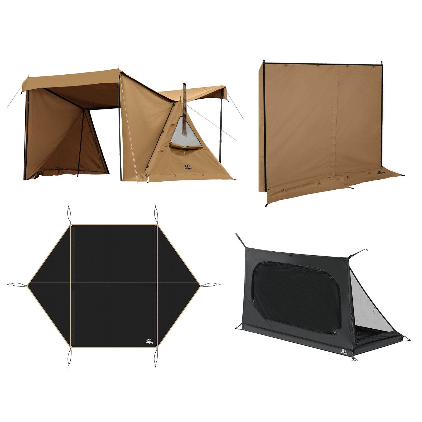 GOGlamping インナーテント ベージュ　最終価格です。 Amazon | GOGlamping テント ワンタッチテント 3人用 4人用