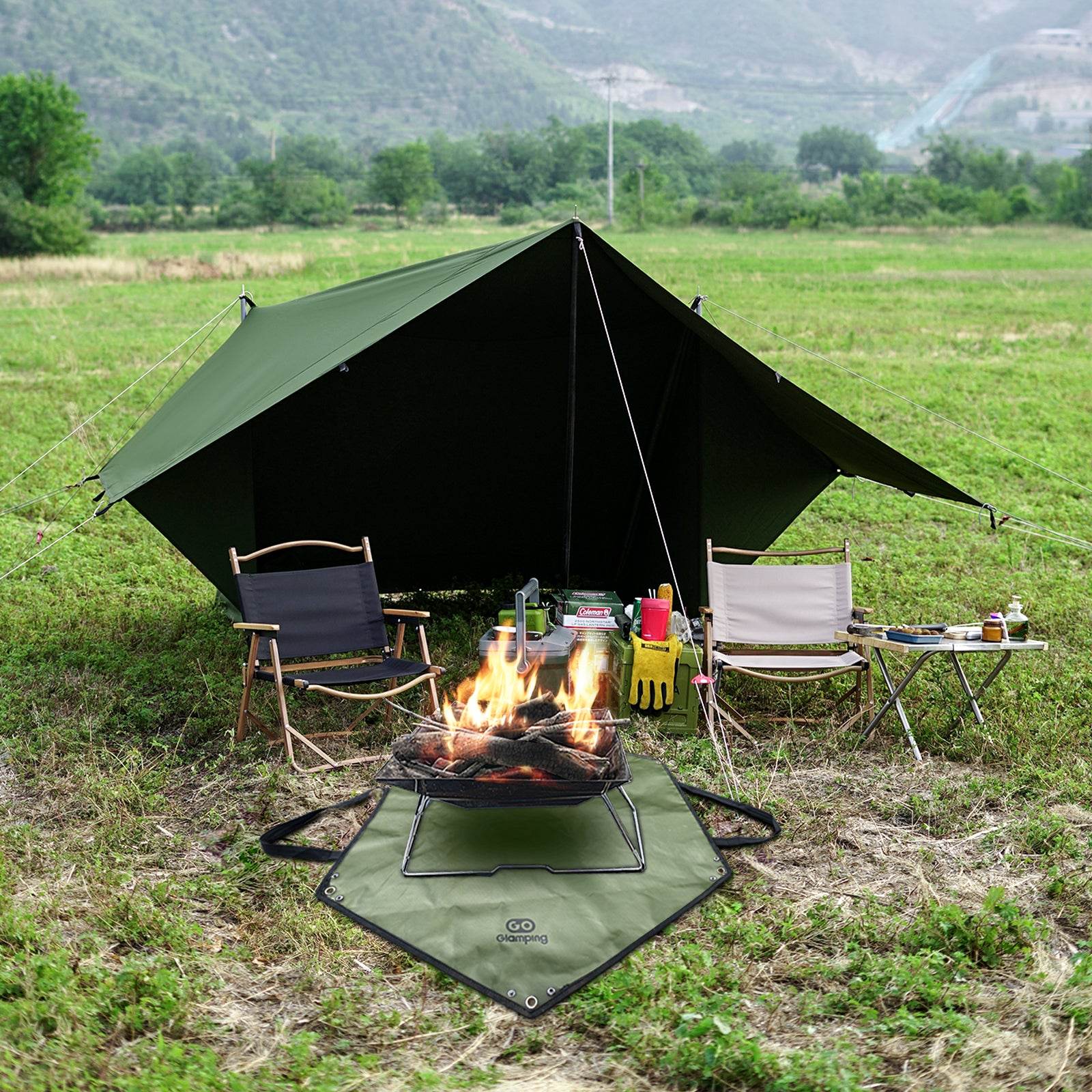 GOGlamping 焚き火シート 耐火スパッタシート 六角形 薪ストーブ