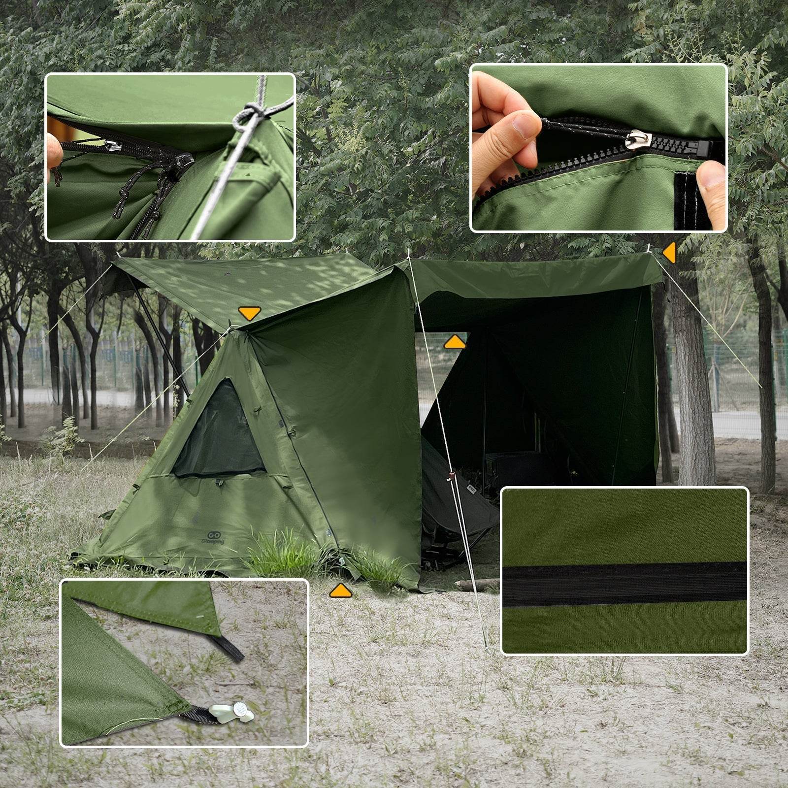 GOGlamping G・G PUP2.0 パップテント＆専用二又ポール2本＆横接続