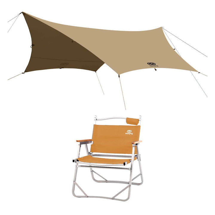 【特選セットセール】TSUBASA ヘキサタープ TC 4人用と アルミ製 アウトドア 折りたたみ チェア - GOGlamping