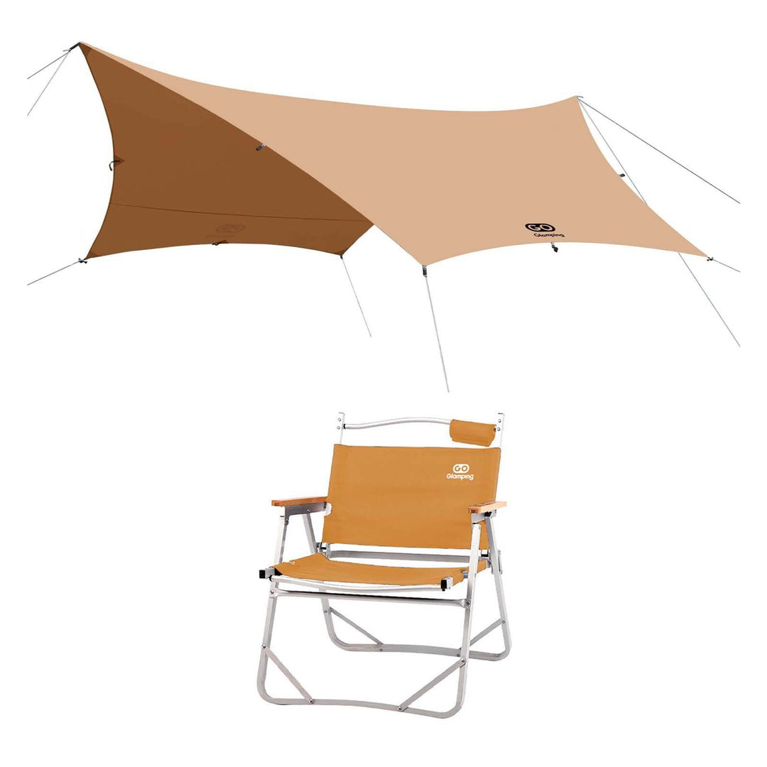 【特選セットセール】TSUBASA ヘキサタープ TC 4人用と アルミ製 アウトドア 折りたたみ チェア - GOGlamping
