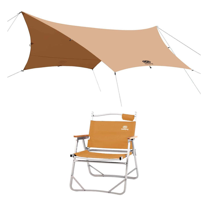 【特選セットセール】TSUBASA ヘキサタープ TC 4人用と アルミ製 アウトドア 折りたたみ チェア - GOGlamping