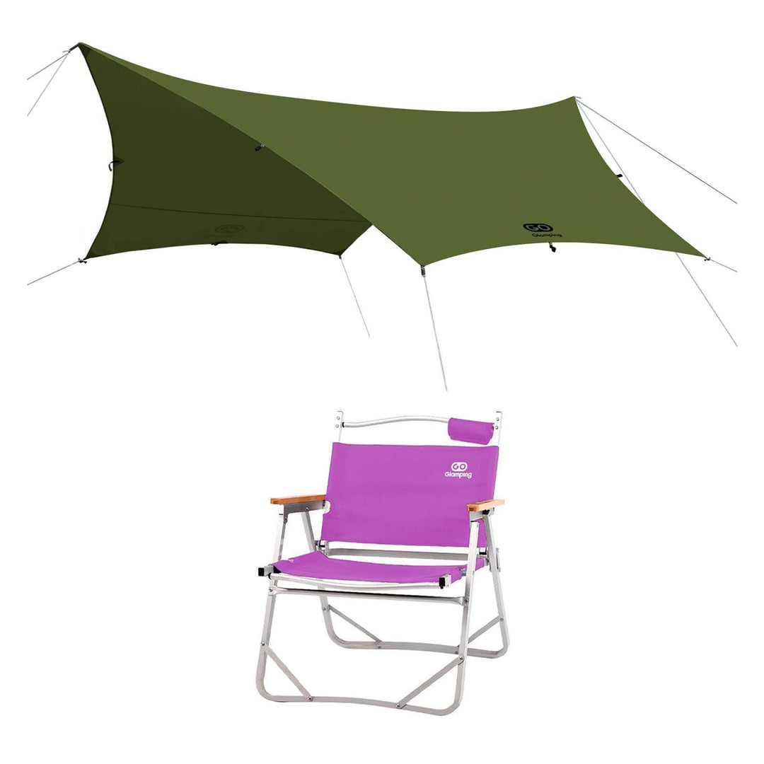 【特選セットセール】TSUBASA ヘキサタープ TC 4人用と アルミ製 アウトドア 折りたたみ チェア - GOGlamping