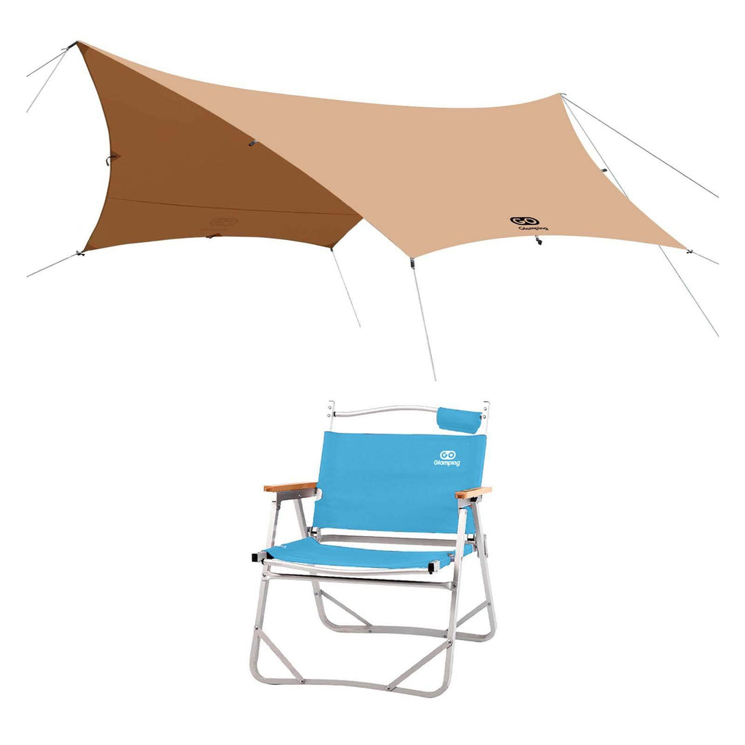 【特選セットセール】TSUBASA ヘキサタープ TC 4人用と アルミ製 アウトドア 折りたたみ チェア - GOGlamping