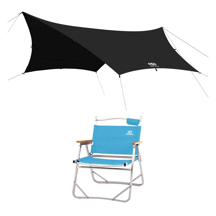 【特選セットセール】TSUBASA ヘキサタープ TC 4人用と アルミ製 アウトドア 折りたたみ チェア - GOGlamping
