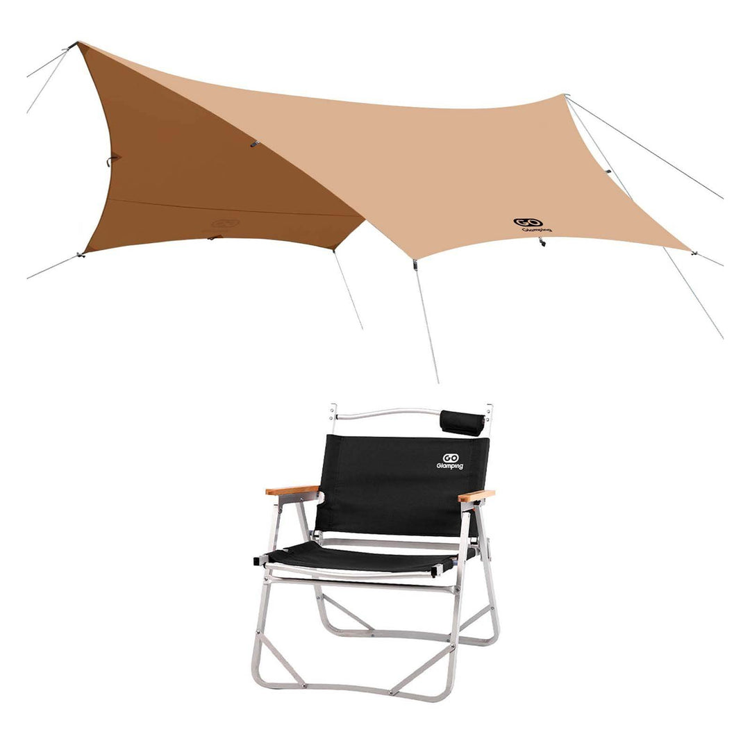 【特選セットセール】TSUBASA ヘキサタープ TC 4人用と アルミ製 アウトドア 折りたたみ チェア - GOGlamping