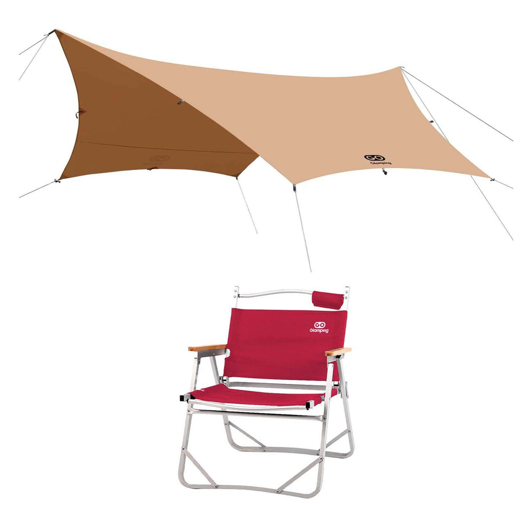 【特選セットセール】TSUBASA ヘキサタープ TC 4人用と アルミ製 アウトドア 折りたたみ チェア - GOGlamping