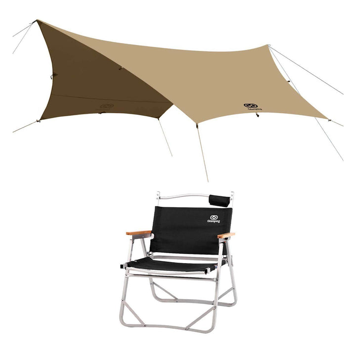 【特選セットセール】TSUBASA ヘキサタープ TC 4人用と アルミ製 アウトドア 折りたたみ チェア - GOGlamping