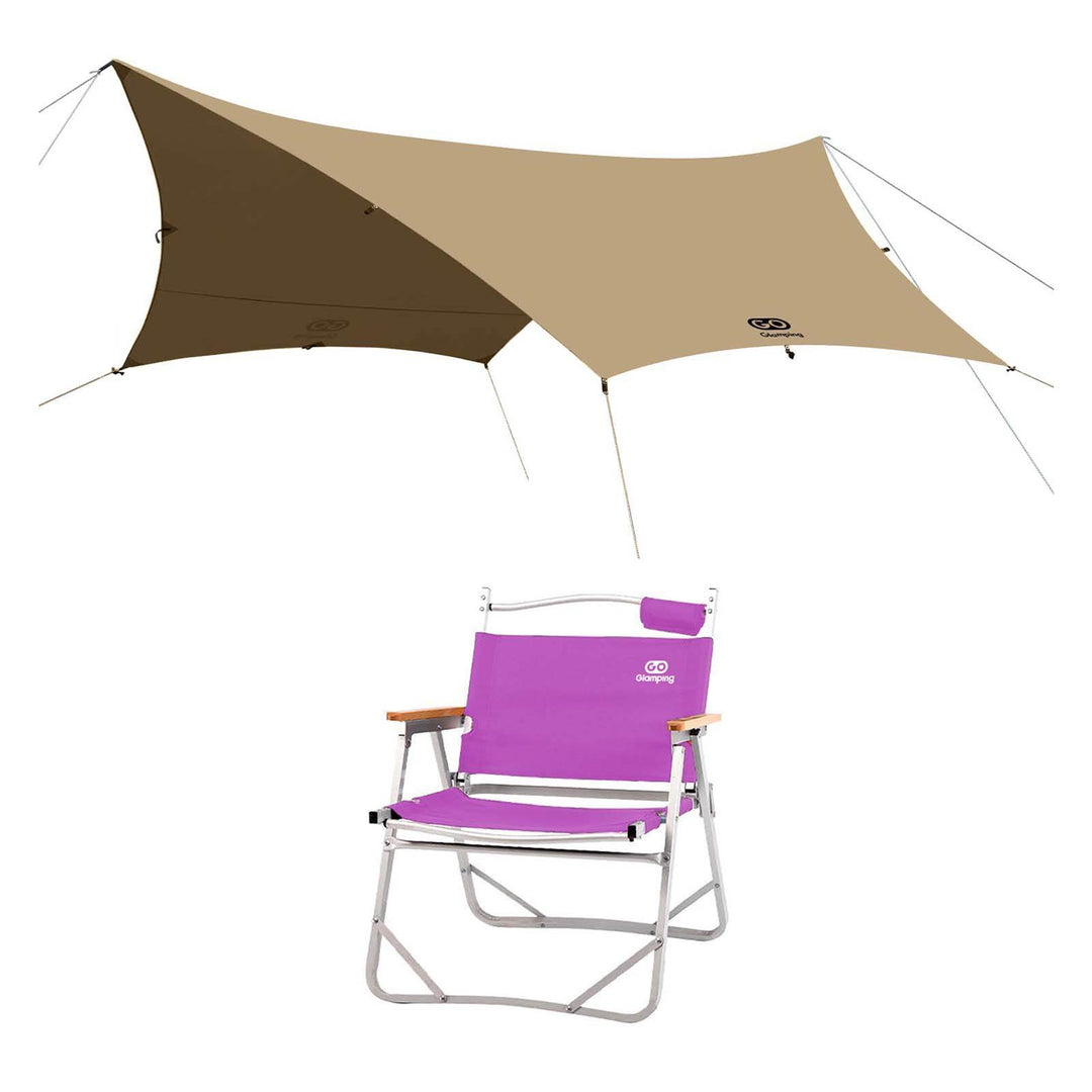 【特選セットセール】TSUBASA ヘキサタープ TC 4人用と アルミ製 アウトドア 折りたたみ チェア - GOGlamping