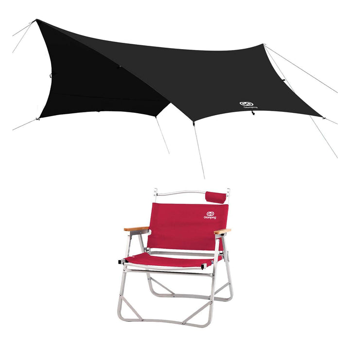 【特選セットセール】TSUBASA ヘキサタープ TC 4人用と アルミ製 アウトドア 折りたたみ チェア - GOGlamping