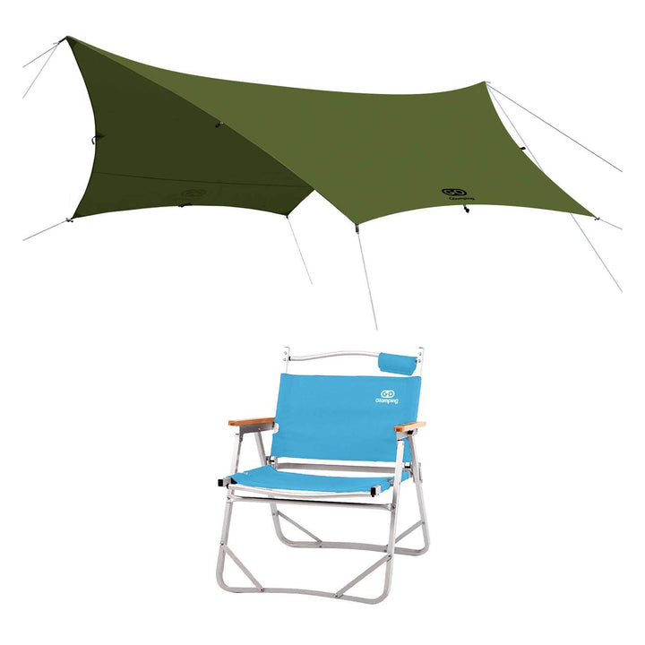 【特選セットセール】TSUBASA ヘキサタープ TC 4人用と アルミ製 アウトドア 折りたたみ チェア - GOGlamping