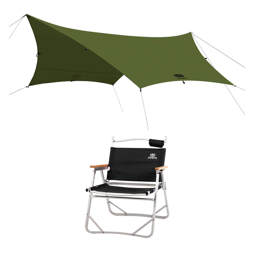 【特選セットセール】TSUBASA ヘキサタープ TC 4人用と アルミ製 アウトドア 折りたたみ チェア - GOGlamping