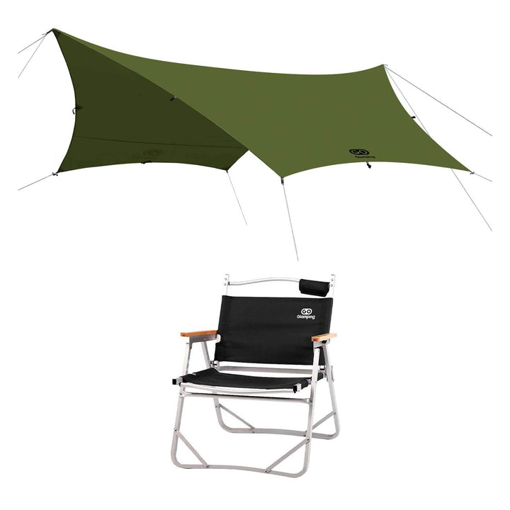 【特選セットセール】TSUBASA ヘキサタープ TC 4人用と アルミ製 アウトドア 折りたたみ チェア - GOGlamping