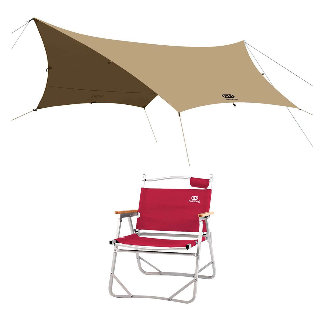 【特選セットセール】TSUBASA ヘキサタープ TC 4人用と アルミ製 アウトドア 折りたたみ チェア - GOGlamping