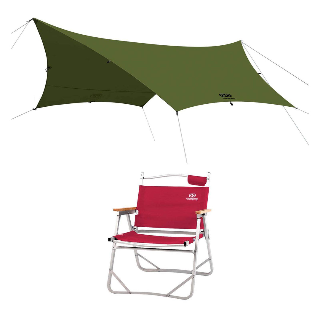 【特選セットセール】TSUBASA ヘキサタープ TC 4人用と アルミ製 アウトドア 折りたたみ チェア - GOGlamping